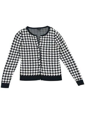 Ann Taylor Black and White Houndstooth Cardigan